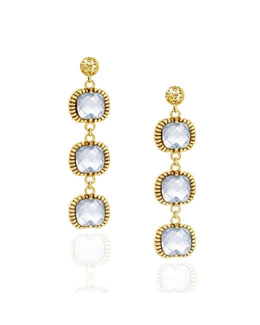 Unaloe Metallic Dangle Earrings Plated – Timeless Elegance With Three Crystal Draft