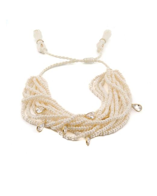 Ebru Jewelry Metallic Purity Pearl & Diamond Multi Strand Adjustable Bracelet