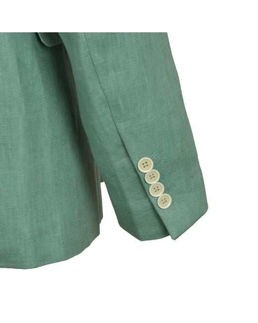 DAVID WEJ Green Hugo Linen Double Breasted Blazer for men
