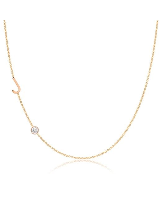 Maya Brenner Metallic Monogram Necklace With Diamond - Rose Gold - 16" |