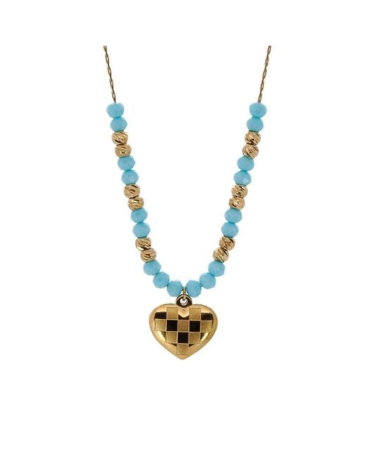 Ebru Jewelry Metallic Love Heart Beaded Necklace