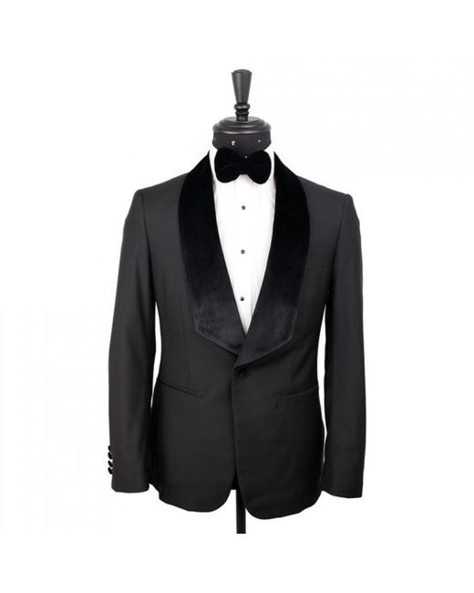 DAVID WEJ Black Alfredo Single Breasted Velvet Shawl Lapel Tuxedo Set – for men