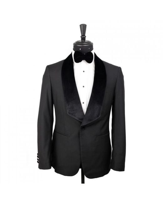 DAVID WEJ Black Alfredo Dress Single Breasted Velvet Shawl Lapel Tuxedo Set – for men