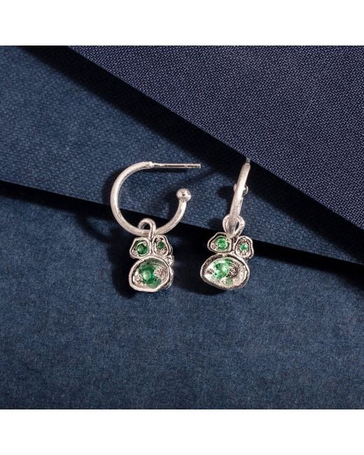 Claire Hill Designs Green Emerald Lichen Hoop Earrings