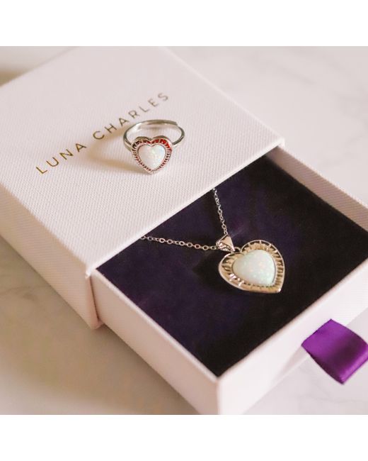 Luna Charles Metallic Opal Heart Ring Gift Set