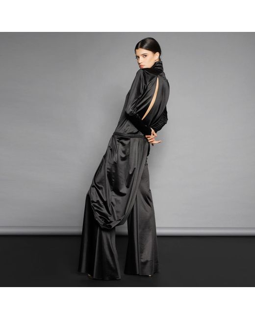 Silvia Serban Black Lycra Flared Pants