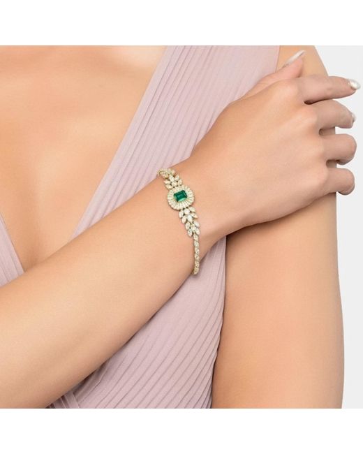 Latelita London Metallic Countess Gemstone Bracelet Emerald