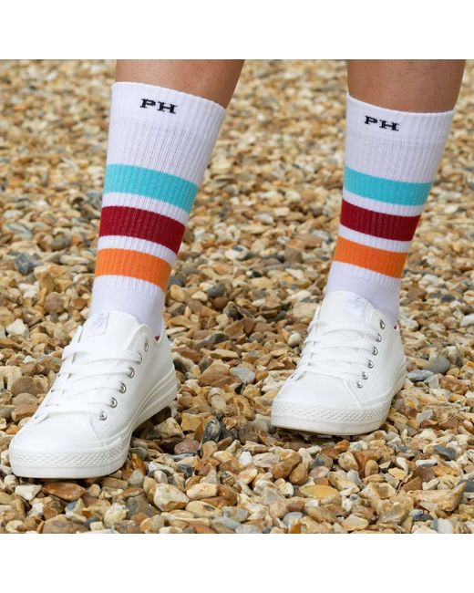 Peper Harow - Made in England Blue Organic Striped Sport Socks Bundle
