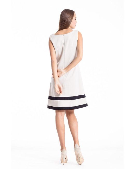 Conquista White Neutrals Stripe Detail Sleeveless Dress