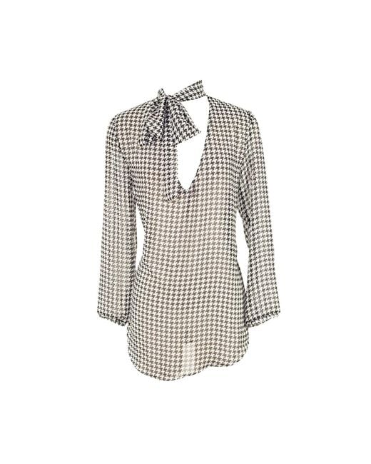 Jennafer Grace Gray Mod Tie Front Blouse
