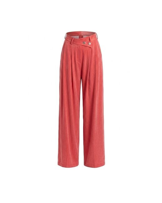 Mirimalist Red Loose Coral Maxi Pants