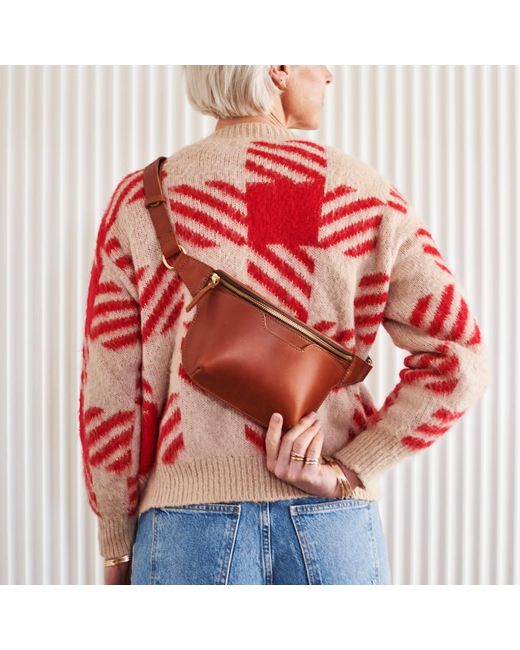 VIDA VIDA Brown Structured Tan Leather Sling Bum Bag