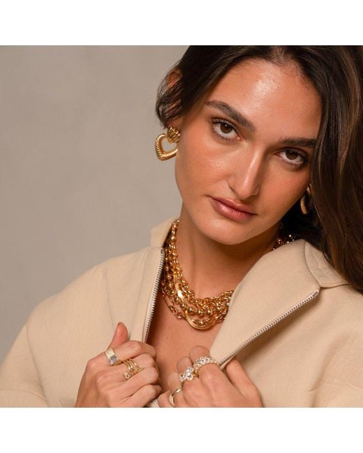 SHYMI Metallic Textured Heart Drop Gold-Filled Earrings