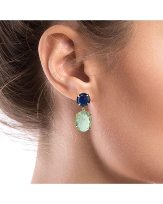 Bounkit Green Vanessa Earrings Lapis Clip On