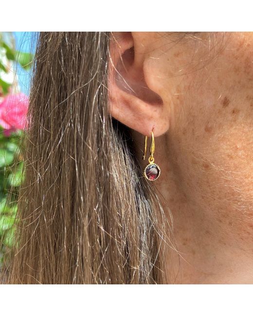 Auree Jewellery Metallic Barcelona January Birthstone Hook Earrings Garnet