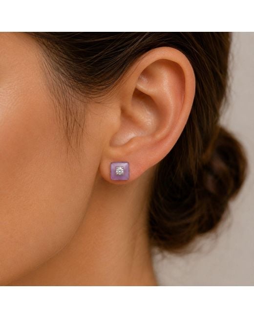 Lily Flo Jewellery Purple Amethyst And Diamond Stud Earrings