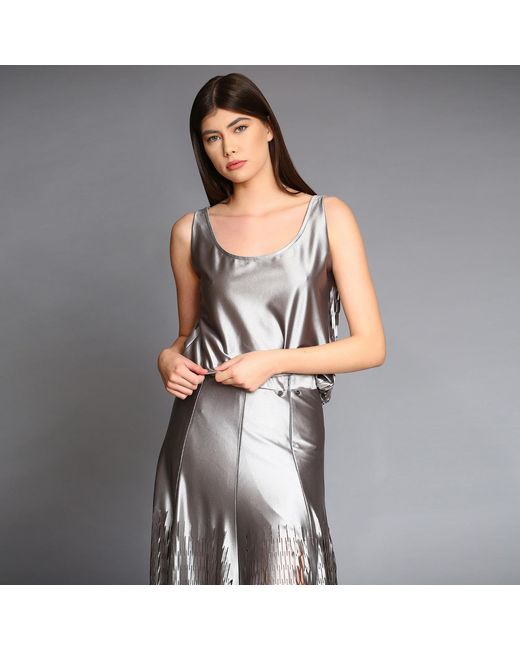 Silvia Serban Gray Laser Cut Top