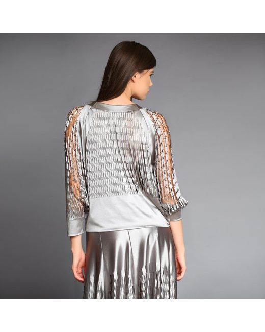 Silvia Serban Gray Laser Cut Blouse
