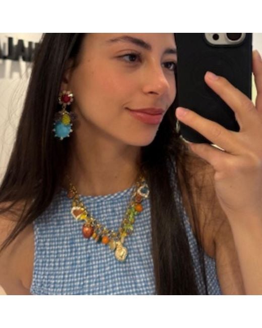 Achala Handcrafted Metallic Tutti Frutti Charm Necklace