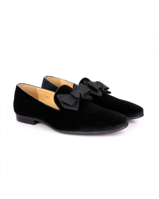 DAVID WEJ Black Alfred Velvet Bow Tie Loafers for men