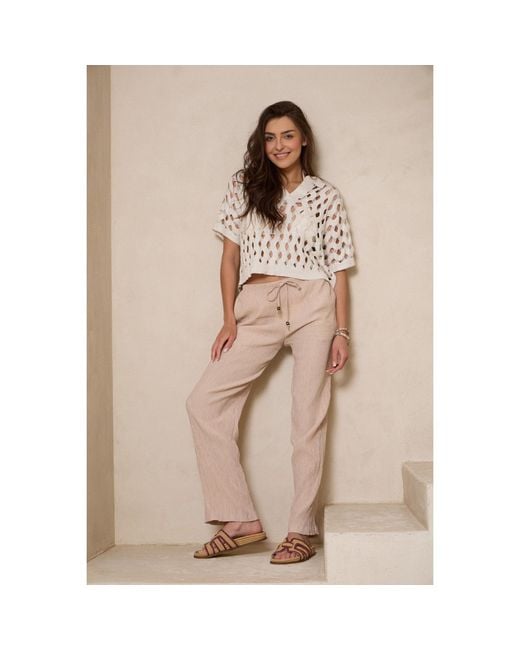Saachi White Knit Cut-Out Collared Shirt