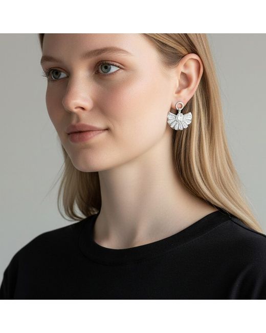 Maison De Gala Metallic Radiant Sunburst Crystal Stud Earrings