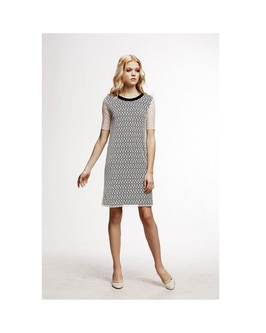 Rumour London White Donna Lace Overlay Dress Sheer Sleeves