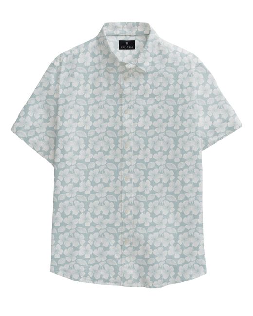 Vustra Blue Cotton Hibiscus Print Button-Down Shirt for men