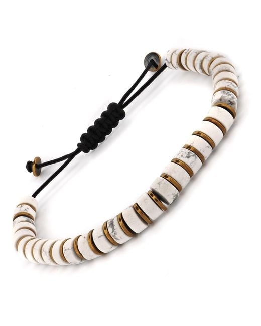 Ebru Jewelry Metallic Howlite & Hematite Beaded Adjustable Bracelet for men