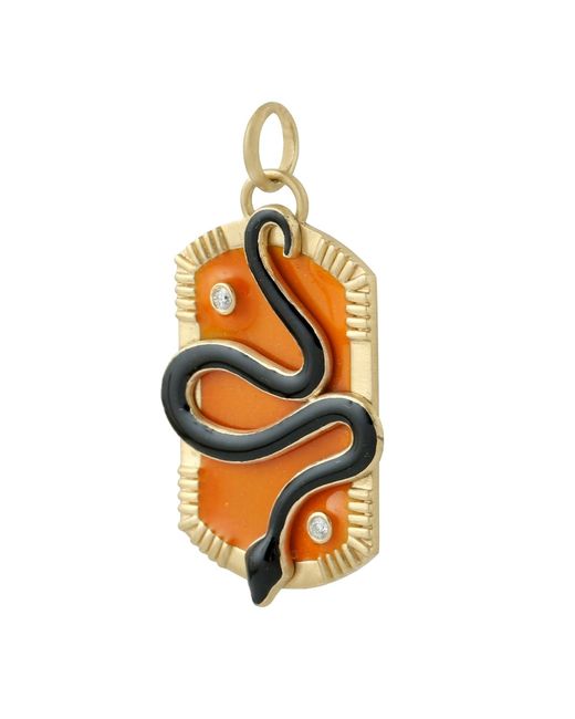 Artisan Metallic Diamond Snake Enamel Pendant