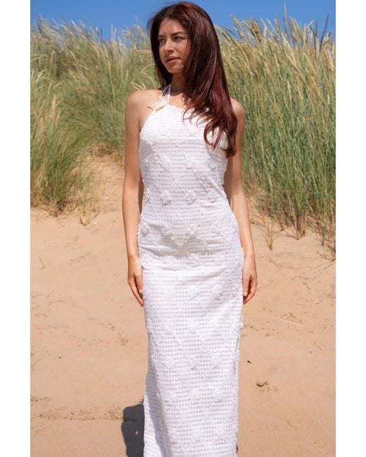 Amy Lynn White Cali Pure Cotton Cream Floral Crochet Maxi Dress