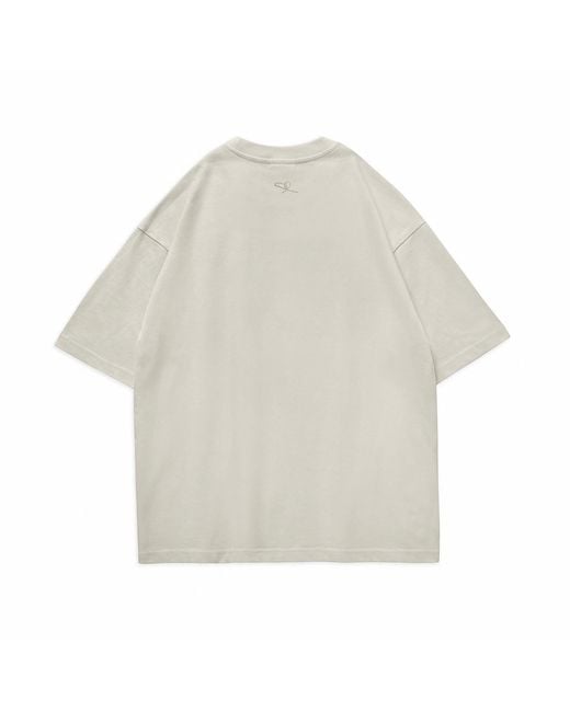 X Ilona Blue White Neutrals Graffiti Baby Bear Organic Cotton Chain Link Embroidery Tee