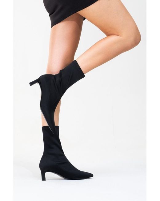 Prologue Shoes Black Lewin Stretch Pointed Toe Stiletto Boot