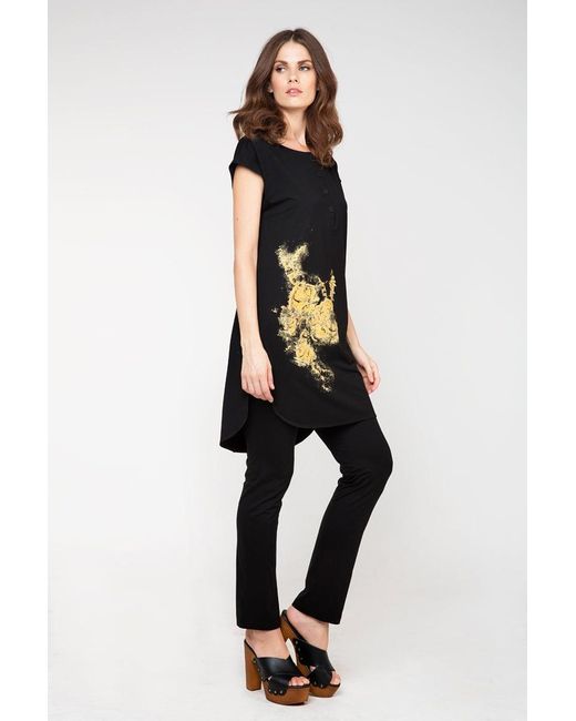 Conquista Black Pattern Detail Tunic