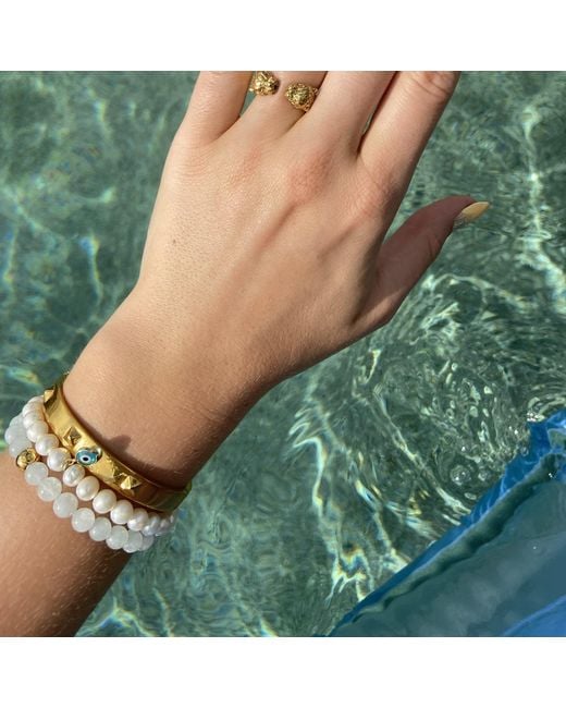 Nialaya Metallic Wristband With Pearl