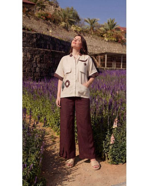 Muda Clothing Fz Llc Brown Emara Linen Pant