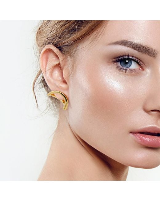 Meulien Metallic Abstract Crescent Moon Earrings