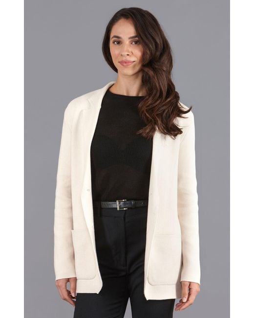 Paul James Knitwear Gray Neutrals Midweight Cotton Tara Relaxed Fit Knitted Blazer