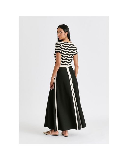 Paisie Black Contrast Trim Maxi Skirt