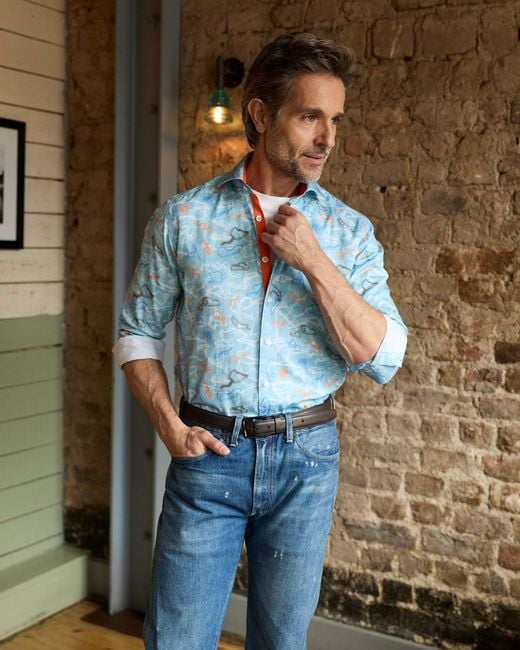 Blake Mill Blue Racing Lines Powder Shirt for men