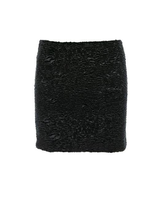 Silvia Serban Black Astrakhan Mini Skirt