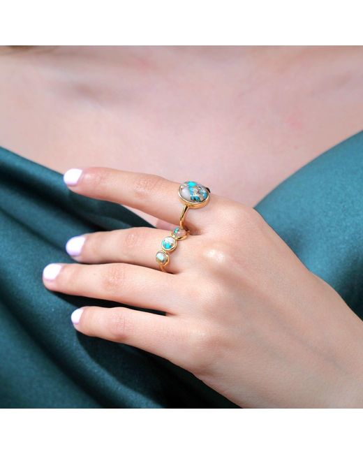 Harfi Blue Statement Opal Gemstone Vermeil Ring