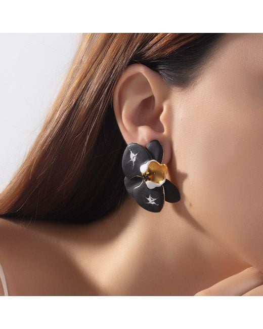 Milou Jewelry Black Orchid Flower Earrings