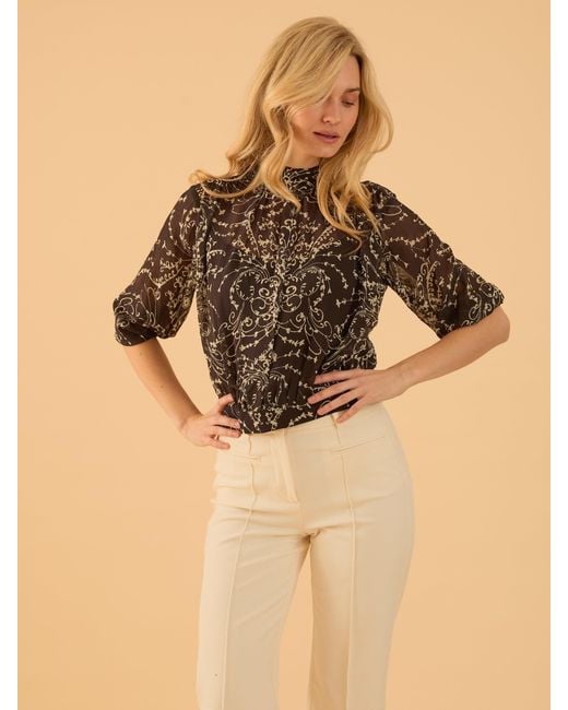 Rose & Nancy Black Freya Print Blouse