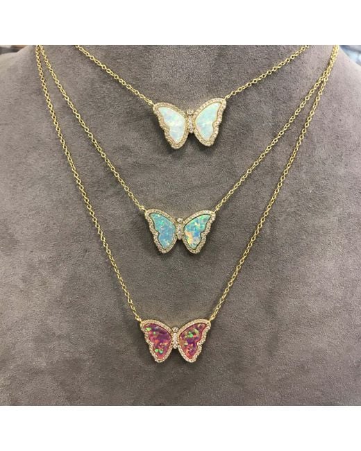 KAMARIA Red Opal Butterfly Necklace With Crystals