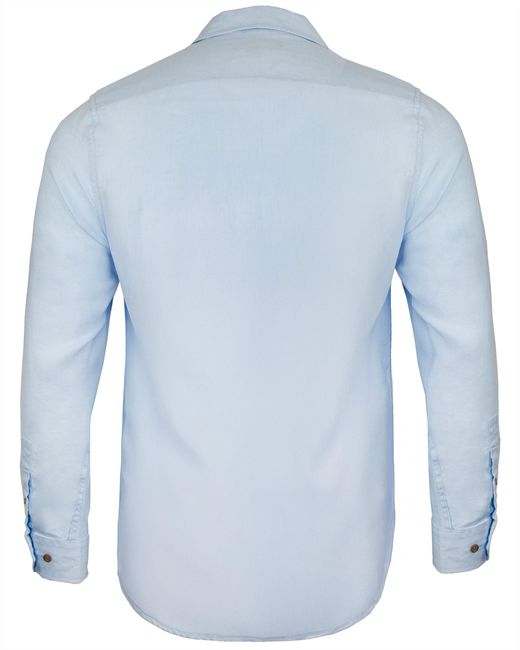Lords of Harlech Blue Lionel Linen Button Down Shirt for men
