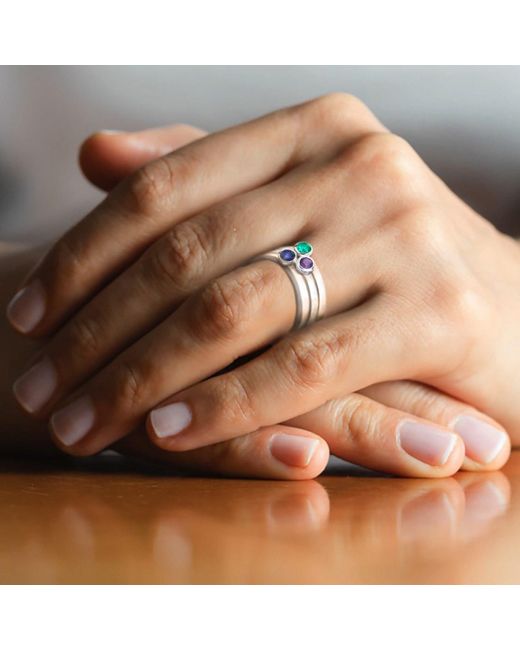 The Jewellery Store London Metallic May Birthstone Stackable Ring – Emerald Gemstone