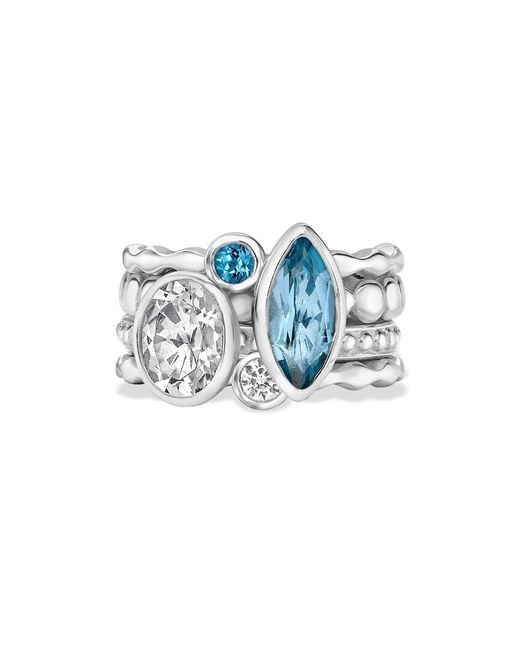 Dower & Hall Blue Serenity Twinkle Rings Stack