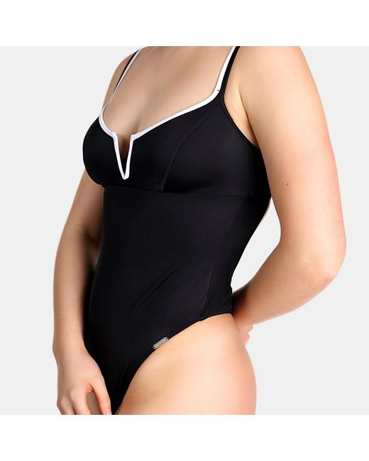 Free Society Blue Contrast Piping V Swimsuit In