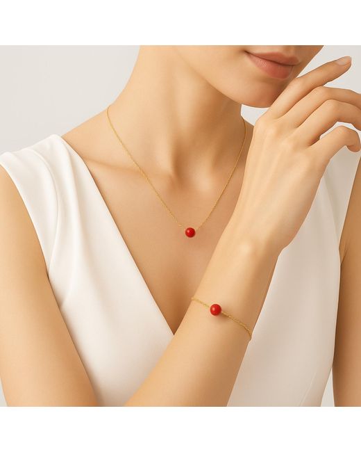 Unaloe White Vermeil Coral Sphere Venetian Chain Bracelet For – Fashion Jewelry